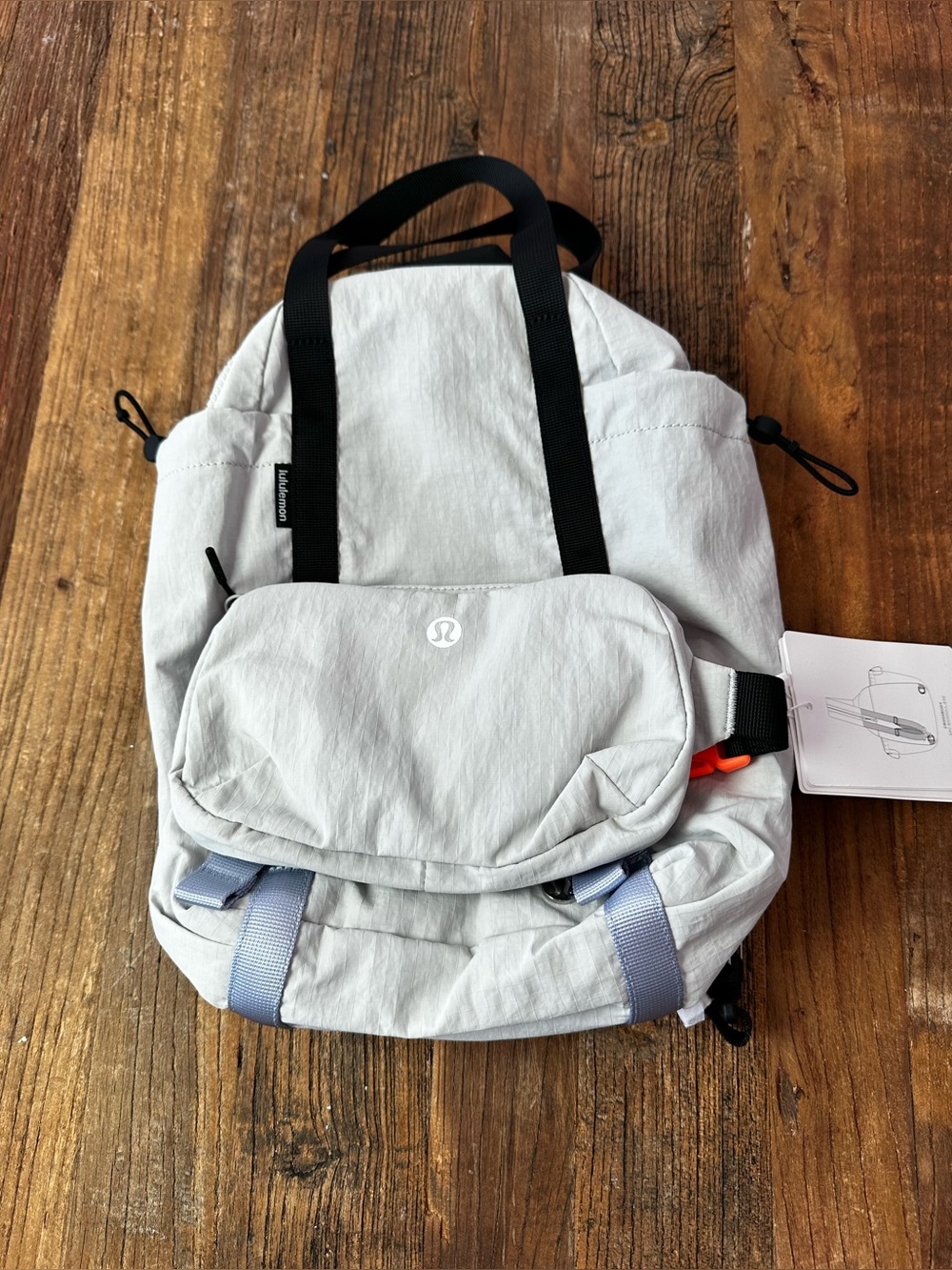 lululemon athletica Light Gray Backpack with Black Straps
